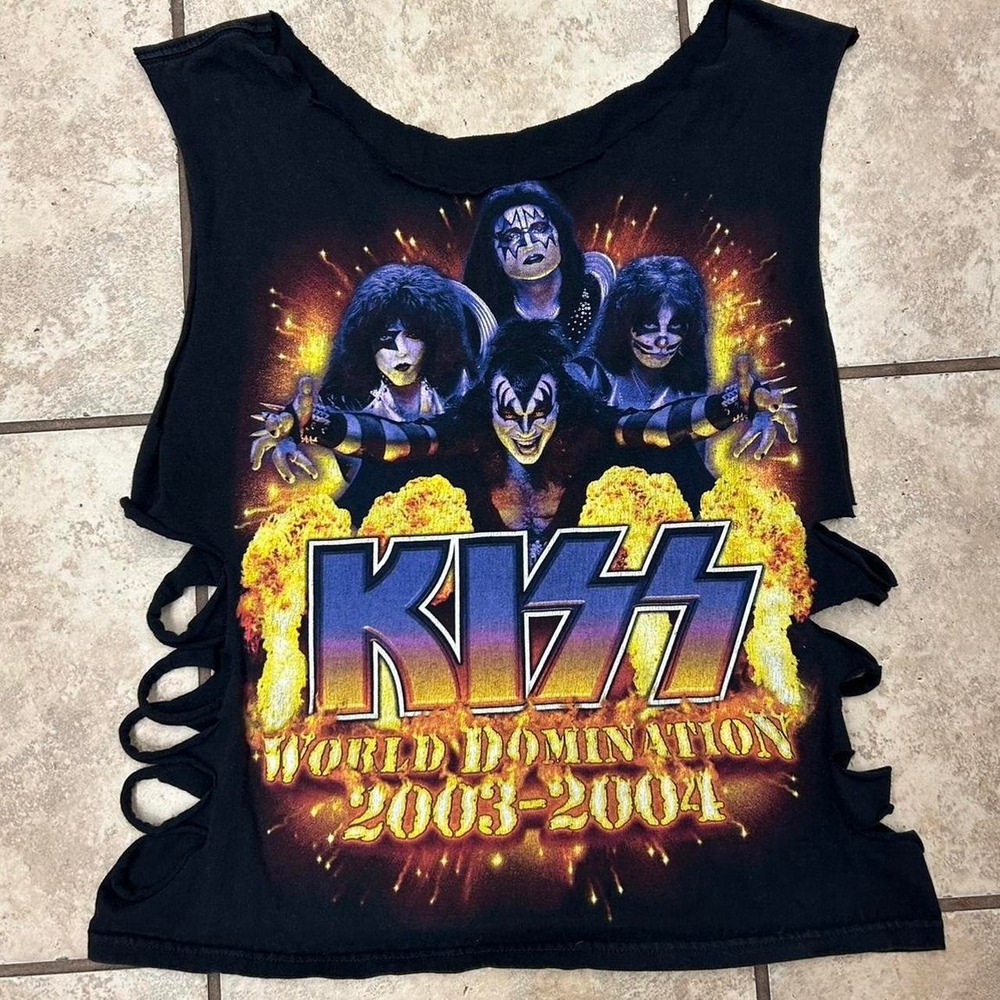 Vintage Custom Kiss Band T-Shirt 2003-04 Kiss Alive World Domination Tour Mens L